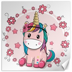 Cartoon Unicorn Fantasy Canvas 16  X 16  by Jancukart