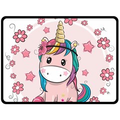 Cartoon Unicorn Fantasy Fleece Blanket (large) 