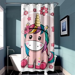 Cartoon Unicorn Fantasy Shower Curtain 36  X 72  (stall) 