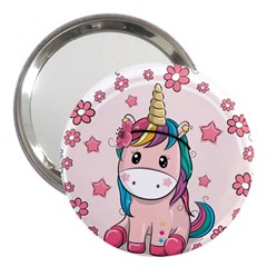 Cartoon Unicorn Fantasy 3  Handbag Mirrors by Jancukart