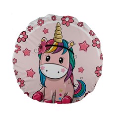 Cartoon Unicorn Fantasy Standard 15  Premium Round Cushions