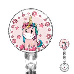 Cartoon Unicorn Fantasy Stainless Steel Nurses Watch by Jancukart