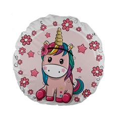 Cartoon Unicorn Fantasy Standard 15  Premium Flano Round Cushions by Jancukart