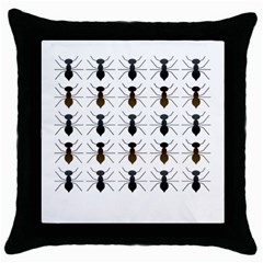 Ant Insect Pattern Cartoon Ants Throw Pillow Case (black) by Ravend