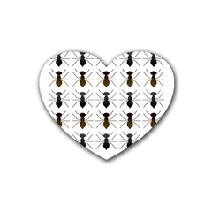 Ant Insect Pattern Cartoon Ants Rubber Coaster (heart) by Ravend