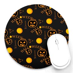 Halloween Background Pattern Round Mousepads