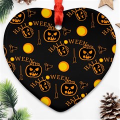 Halloween Background Pattern Ornament (Heart)