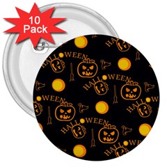 Halloween Background Pattern 3  Buttons (10 pack) 