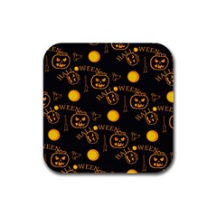 Halloween Background Pattern Rubber Square Coaster (4 pack)