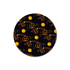 Halloween Background Pattern Rubber Coaster (Round)