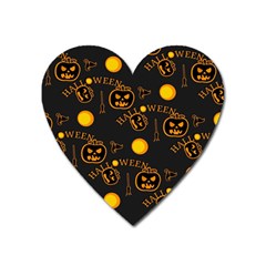 Halloween Background Pattern Heart Magnet