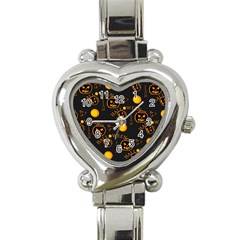 Halloween Background Pattern Heart Italian Charm Watch