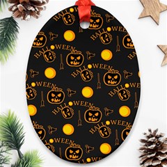 Halloween Background Pattern Oval Ornament (Two Sides)