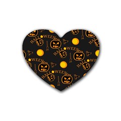 Halloween Background Pattern Rubber Coaster (Heart)