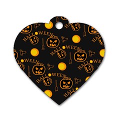 Halloween Background Pattern Dog Tag Heart (One Side)