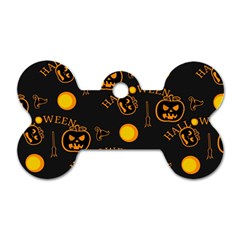 Halloween Background Pattern Dog Tag Bone (One Side)