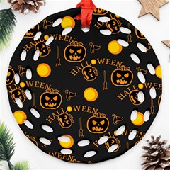 Halloween Background Pattern Ornament (Round Filigree)