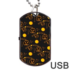 Halloween Background Pattern Dog Tag Usb Flash (one Side) by Ravend