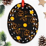 Halloween Background Pattern Oval Filigree Ornament (Two Sides) Front