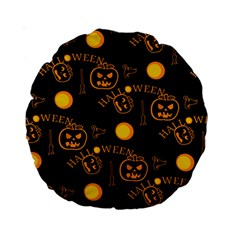 Halloween Background Pattern Standard 15  Premium Round Cushions