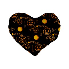 Halloween Background Pattern Standard 16  Premium Heart Shape Cushions