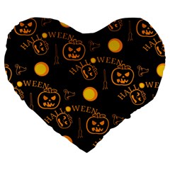 Halloween Background Pattern Large 19  Premium Heart Shape Cushions