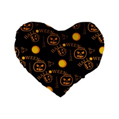 Halloween Background Pattern Standard 16  Premium Flano Heart Shape Cushions