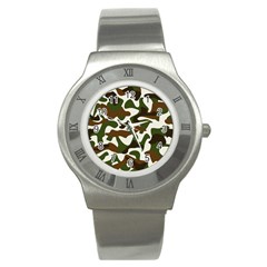 Camouflage Print Pattern Stainless Steel Watch by Ravend