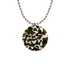 Camouflage Print Pattern 1  Button Necklace by Ravend