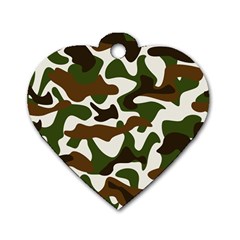 Camouflage Print Pattern Dog Tag Heart (two Sides) by Ravend