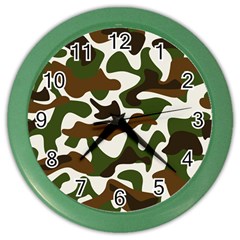 Camouflage Print Pattern Color Wall Clock by Ravend