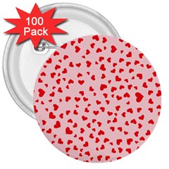 Hearts Valentine Heart Pattern 3  Buttons (100 Pack)  by Ravend