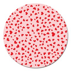 Hearts Valentine Heart Pattern Magnet 5  (round) by Ravend