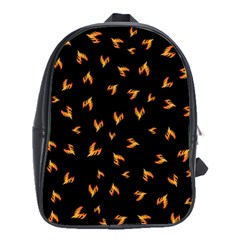 Pattern Flame Black Background School Bag (large) by Ravend