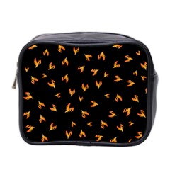 Pattern Flame Black Background Mini Toiletries Bag (two Sides) by Ravend