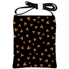 Pattern Flame Black Background Shoulder Sling Bag by Ravend