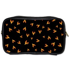 Pattern Flame Black Background Toiletries Bag (one Side) by Ravend