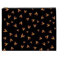 Pattern Flame Black Background Cosmetic Bag (xxxl) by Ravend