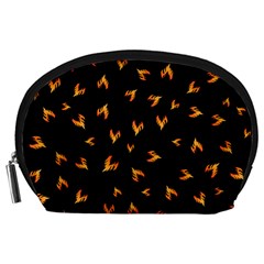 Pattern Flame Black Background Accessory Pouch (large) by Ravend