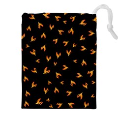 Pattern Flame Black Background Drawstring Pouch (4xl) by Ravend