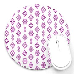 Geometric Pattern Purple Pattern Round Mousepads by Ravend