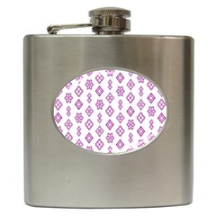 Geometric Pattern Purple Pattern Hip Flask (6 Oz) by Ravend