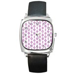 Geometric Pattern Purple Pattern Square Metal Watch Front