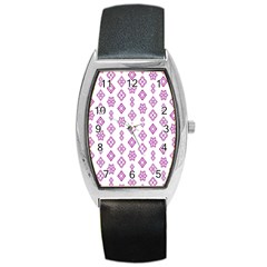 Geometric Pattern Purple Pattern Barrel Style Metal Watch by Ravend