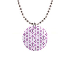 Geometric Pattern Purple Pattern 1  Button Necklace by Ravend