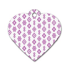 Geometric Pattern Purple Pattern Dog Tag Heart (one Side) by Ravend