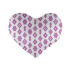 Geometric Pattern Purple Pattern Standard 16  Premium Heart Shape Cushions by Ravend