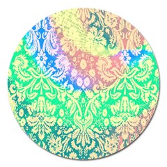 Hippie Fabric Background Tie Dye Magnet 5  (round) by Ravend