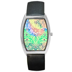 Hippie Fabric Background Tie Dye Barrel Style Metal Watch by Ravend