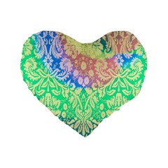 Hippie Fabric Background Tie Dye Standard 16  Premium Flano Heart Shape Cushions by Ravend